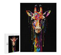 Hard Jigsaw Puzzle for Adults 500 PCS Rainbow Giraffe Puzzle for Adults Relax Games Difficult Challenge Challenging To Complete 500 PCS