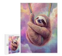 Hard Jigsaw Puzzle for Adults 500 PCS Rainbow Sloth Puzzle for Adults Relax Games Difficult Challenge Challenging To Complete 500 PCS