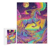 Hard Jigsaw Puzzle for Adults 500 PCS Rainbow Unicorn Cosmic Puzzle for Adults Relax Games Difficult Challenge Challenging To Complete 500 PCS