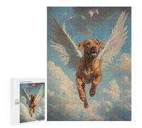 Hard Jigsaw Puzzle for Adults 500 PCS Rhodesian Ridgeback Angel Majestic Pet Tribute Dog with Wings Puzzle for Adults Relax Games Difficult Challenge Challenging To Complete 500 PCS