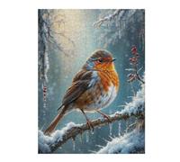 Hard Jigsaw Puzzle for Adults 500 PCS Robin Redbreast Winter Adult Jigsaw Puzzle Hands-on Game Perfect Decoration Great Gift for Gaming 500 PCS
