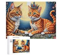 Hard Jigsaw Puzzle for Adults 500 PCS Royal Cats Under Moonlight Adult Puzzles Family Game For Family Fun Great Gift for Gaming 500 PCS