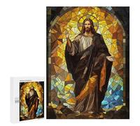 Hard Jigsaw Puzzle for Adults 500 PCS Stained Glass Jesus Puzzle for Adults Relax Games Difficult Challenge Challenging To Complete 500 PCS