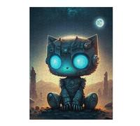 Hard Jigsaw Puzzle for Adults 500 PCS Steampunk Cat in Desert Night Jigsaws for Adults Hands-on Game A Work of Art Great Gift for Gaming 500 PCS