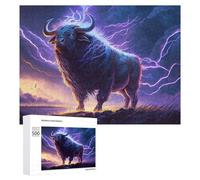 Hard Jigsaw Puzzle for Adults 500 PCS Thundering Bull Nature's Power Puzzle for Adults Brain Teaser Game Birthday Present Birthday Present, Gifts, 500 PCS
