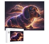 Hard Jigsaw Puzzle for Adults 500 PCS Thunderstorm Dachshund Art Print Puzzle for Adults Brain Teaser Game Birthday Present Birthday Present, Gifts, 500 PCS