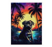 Hard Jigsaw Puzzle for Adults 500 PCS Tropical Pug Pixel Art Jigsaws for Adults Hands-on Game A Work of Art Great Gift for Gaming 500 PCS