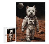 Hard Jigsaw Puzzle for Adults 500 PCS Westie Astronaut On Mars Jigsaws for Adults Fun Games Home Decoration Educational Challenge 500 PCS