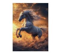 Hard Jigsaw Puzzle for Adults 500 PCS White Horse Sunset Adult Jigsaw Puzzle Hands-on Game Perfect Decoration Great Gift for Gaming 500 PCS