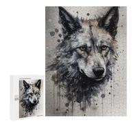 Hard Jigsaw Puzzle for Adults 500 PCS Wolf Beauty Black Ink Puzzle for Adults Relax Games Difficult Challenge Challenging To Complete 500 PCS