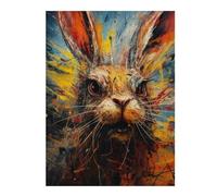 Hard Jigsaw Puzzle for Adults 52x38cm/1000pcs Abstract Rabbit Portrait Puzzles for Adults Toy Wall Decor Hand Speed Race Educational Challenge 52x38cm/1000pcs