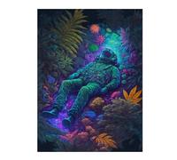 Hard Jigsaw Puzzle for Adults 52x38cm/1000pcs Astronaut in Neon Jungle Puzzles for Adults Toy Wall Decor Hand Speed Race Educational Challenge 52x38cm/1000pcs