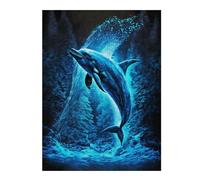 Hard Jigsaw Puzzle for Adults 52x38cm/1000pcs Blue Dolphins Puzzles for Adults Brain Teaser Game Wall Art Birthday Present, Gifts, 52x38cm/1000pcs