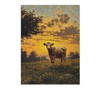Hard Jigsaw Puzzle for Adults 52x38cm/1000pcs Cow at Sunset Jigsaw Puzzle Toy Wall Decor Pattern Assembly Great Gift for Gaming 52x38cm/1000pcs