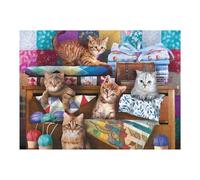 Hard Jigsaw Puzzle for Adults 52x38cm/1000pcs Cozy Cats on Quilted Bunk Beds Adult Puzzles Family Game For Family Fun Great Gift for Gaming 52x38cm/1000pcs