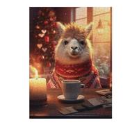 Hard Jigsaw Puzzle for Adults 52x38cm/1000pcs Cute Morning Coffee Llama Jigsaw Puzzle Toy Wall Decor Pattern Assembly Great Gift for Gaming 52x38cm/1000pcs