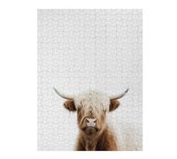 Hard Jigsaw Puzzle for Adults 52x38cm/1000pcs Cute Snowy Highland Cattle Puzzles for Adults Brain Teaser Game Wall Art Birthday Present, Gifts, 52x38cm/1000pcs