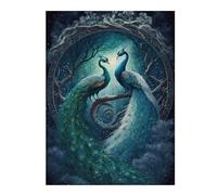 Hard Jigsaw Puzzle for Adults 52x38cm/1000pcs Enchanted Peacock Pair in Moonlight Puzzles for Adults Toy Wall Decor Hand Speed Race Educational Challenge 52x38cm/1000pcs