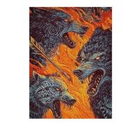 Hard Jigsaw Puzzle for Adults 52x38cm/1000pcs Fierce Wolves Fiery Adult Jigsaw Brain Teaser Game Hand Speed Race Great Gift for Gaming 52x38cm/1000pcs