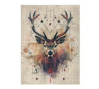 Hard Jigsaw Puzzle for Adults 52x38cm/1000pcs Geometric Deer Portrait with Abstract Patterns Adult Jigsaw Brain Teaser Game Hand Speed Race Great Gift for Gaming 52x38cm/1000pcs