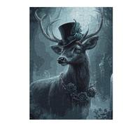 Hard Jigsaw Puzzle for Adults 52x38cm/1000pcs Gothic Deer with Top Hat Jigsaw Puzzle Toy Wall Decor Pattern Assembly Great Gift for Gaming 52x38cm/1000pcs