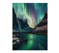 Hard Jigsaw Puzzle for Adults 52x38cm/1000pcs Green Aurora Borealis Puzzles for Adults Brain Teaser Game Wall Art Birthday Present, Gifts, 52x38cm/1000pcs