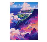 Hard Jigsaw Puzzle for Adults 52x38cm/1000pcs Island Beyond The Clouds Puzzles for Adults Toy Wall Decor Hand Speed Race Educational Challenge 52x38cm/1000pcs