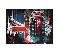 Hard Jigsaw Puzzle for Adults 52x38cm/1000pcs London UK Paint Splash Adult Puzzles Family Games Difficult Hard Educational Challenge 52x38cm/1000pcs