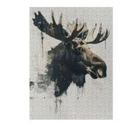 Hard Jigsaw Puzzle for Adults 52x38cm/1000pcs Moose Watercolor Painting Jigsaw Puzzle Toy Wall Decor Pattern Assembly Great Gift for Gaming 52x38cm/1000pcs