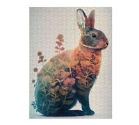 Hard Jigsaw Puzzle for Adults 52x38cm/1000pcs Rabbit Flower Puzzles for Adults Brain Teaser Game Wall Art Birthday Present, Gifts, 52x38cm/1000pcs