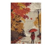 Hard Jigsaw Puzzle for Adults 52x38cm/1000pcs Rainy Autumn Walk Jigsaw Puzzle Toy Wall Decor Pattern Assembly Great Gift for Gaming 52x38cm/1000pcs