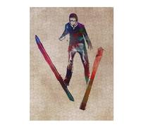 Hard Jigsaw Puzzle for Adults 52x38cm/1000pcs Ski Jumping Puzzles for Adults Brain Teaser Game Wall Art Birthday Present, Gifts, 52x38cm/1000pcs