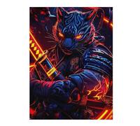 Hard Jigsaw Puzzle for Adults 52x38cm/1000pcs Tiger Samurai Warrior Adult Puzzles Family Games Difficult Hard Educational Challenge 52x38cm/1000pcs
