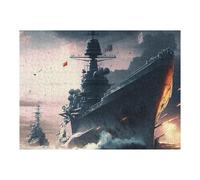 Hard Jigsaw Puzzle for Adults 52x38cm/1000pcs Warship Battle in Stormy Seas Puzzles for Adults Toy Wall Decor Hand Speed Race Educational Challenge 52x38cm/1000pcs