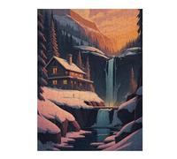 Hard Jigsaw Puzzle for Adults 52x38cm/1000pcs Winter Cabin by The Falls Puzzle for Adults Anti-Stress Toys Birthday Present Gifts for Friends And Family 52x38cm/1000pcs