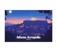 Hard Jigsaw Puzzle for Adults 75x50cm/1000pcs Athens Acropolis Greece Nightscape Illustration Jigsaws for Adults Family Game A Work of Art Challenging To Complete 75x50cm/1000pcs