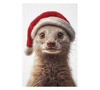 Hard Jigsaw Puzzle for Adults 75x50cm/1000pcs Christmas Meerkat Wearing Santa Hat Jigsaw Puzzle Toy Wall Decor Pattern Assembly Great Gift for Gaming 75x50cm/1000pcs
