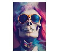 Hard Jigsaw Puzzle for Adults 75x50cm/1000pcs Colorful Skull with Butterfly Puzzle for Adults Anti-Stress Toys Birthday Present Gifts for Friends And Family 75x50cm/1000pcs