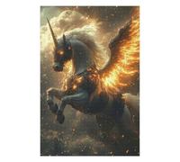 Hard Jigsaw Puzzle for Adults 75x50cm/1000pcs Fiery Winged Unicorn Puzzles for Adults Brain Teaser Game Wall Art Birthday Present, Gifts, 75x50cm/1000pcs