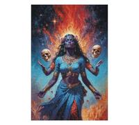 Hard Jigsaw Puzzle for Adults 75x50cm/1000pcs Goddess Kali with Skulls And Flames Jigsaw Puzzle Toy Wall Decor Pattern Assembly Great Gift for Gaming 75x50cm/1000pcs