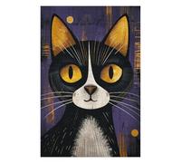 Hard Jigsaw Puzzle for Adults 75x50cm/1000pcs Happy Black And White Cat Jigsaw Puzzle Toy Wall Decor Pattern Assembly Great Gift for Gaming 75x50cm/1000pcs