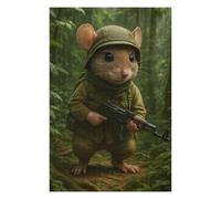 Hard Jigsaw Puzzle for Adults 75x50cm/1000pcs Mouse Soldier in Jungle Jigsaw Puzzle Toy Wall Decor Pattern Assembly Great Gift for Gaming 75x50cm/1000pcs
