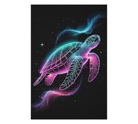 Hard Jigsaw Puzzle for Adults 75x50cm/1000pcs Neon Turtle in Space Jigsaw Puzzle Toy Wall Decor Pattern Assembly Great Gift for Gaming 75x50cm/1000pcs
