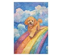 Hard Jigsaw Puzzle for Adults 75x50cm/1000pcs Poodle on Rainbow Bridge Jigsaw Puzzle Toy Wall Decor Pattern Assembly Great Gift for Gaming 75x50cm/1000pcs