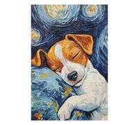 Hard Jigsaw Puzzle for Adults 75x50cm/1000pcs Sleeping Jack Russel Terrier Starry Night Puzzles for Adults Brain Teaser Game Wall Art Birthday Present, Gifts, 75x50cm/1000pcs