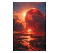 Hard Jigsaw Puzzle for Adults 75x50cm/1000pcs Volcanic Red Moon Puzzles for Adults Brain Teaser Game Wall Art Birthday Present, Gifts, 75x50cm/1000pcs