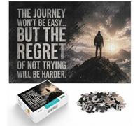 Hard Journey vs Regret - Success Motivational Jigsaw Puzzle, 1000 Piece | For shared family time: Adult jigsaw puzzle with 1000 pieces supports a slower, more focused form of entertainment.