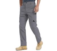 HARD LAND Men's Tactical Trousers Ripstop Water Resistant Cargo Trousers Lightweight Hiking Work Trousers with Reflective Strip Grey