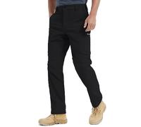 HARD LAND Men's Tactical Trousers Ripstop Water Resistant Cargo Trousers Lightweight Hiking Work Trousers with Reflective Strip Black