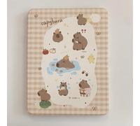 Hard Leather Swivel Adjustable Kickstand Folio Case for Apple Capybara Animal Yellow Checks Fun Funny Hot Cute Lovely Adorable Kids Girls (for iPad Air 13-inch M2 2024)